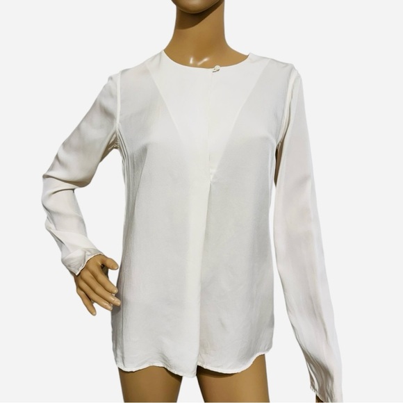 Theory Cream Silk Long Sleeves Blouse Size S - Picture 1 of 13